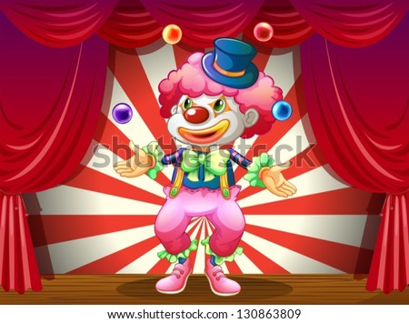 Illustration of a clown at the center of the stage