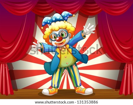 Illustration of a stage with a funny clown