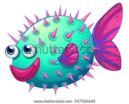 Illustration of a colorful bubble fish on a white background