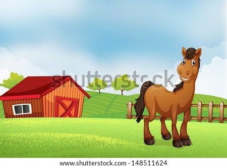Illustration of a horse at the farm