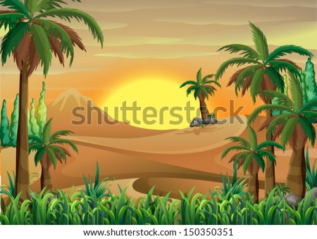 Illustration of a forest at the desert