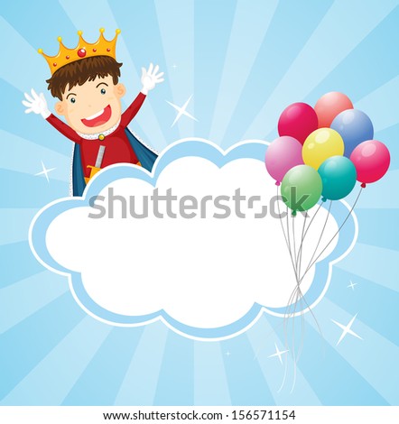 Illustration of a stationery with a king and balloons