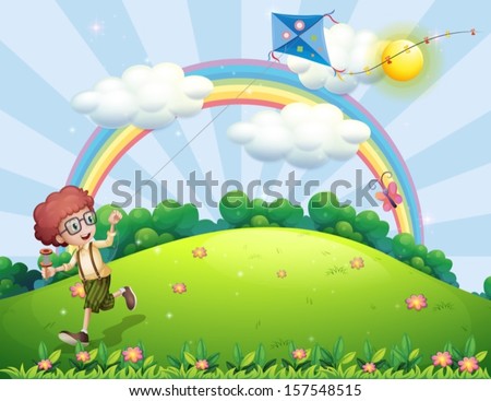 Similar – Image, Stock Photo Boy with striped kite on the beach in ICM technique.