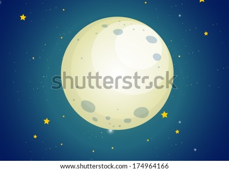 Illustration of a sky with stars and a moon