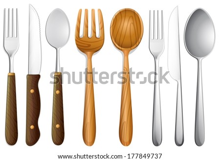 Illustration of cutlery set on white