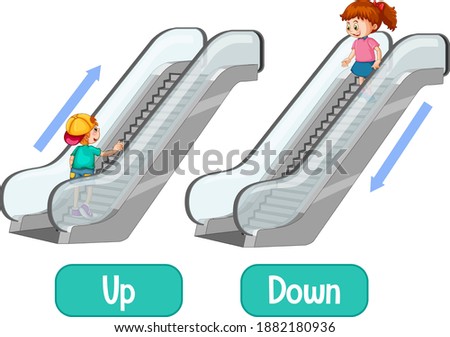 Opposite words with up and down illustration