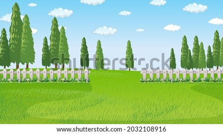 Blank nature park landscape scene at daytime illustration