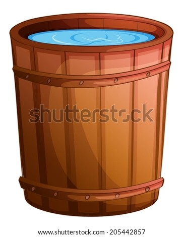 Illustration of a big bucket of water on a white background