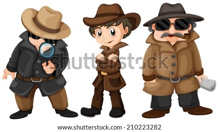 Illustration of three detectives