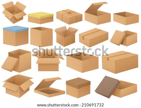 Ilustration of a set of different cardboard boxes