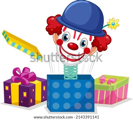 Clown jack in the box toy  illustration