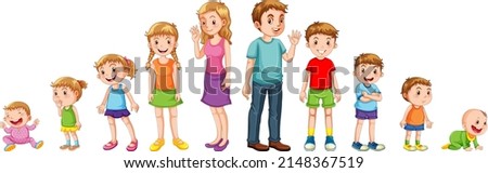 Children in different stages illustration Imagine de stoc © 