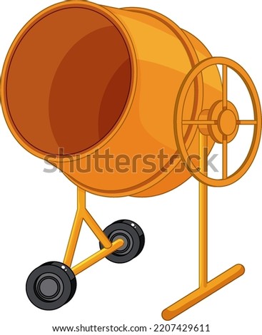 Concrete mixing drum on white background illustration