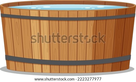 Wooden hot tub spa illustration