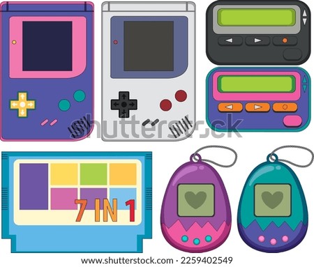 Retro objects and electronic devices illustration