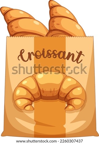 Croissant bread in paper bag illustration