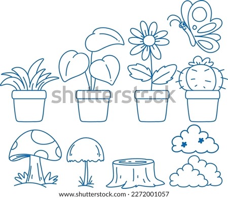 Simple doodle children drawing plants illustration