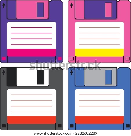 Different colorful floppy disks illustration