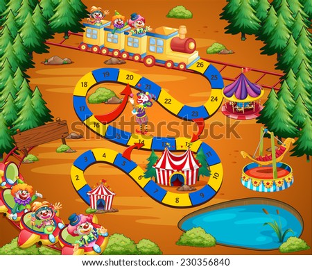 Circus themed board game with fun park