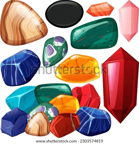Set of lucky gem stone illustration