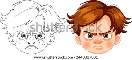 Two cartoon faces showing anger and frustration