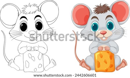 Two cute mice illustrations, one holding cheese.