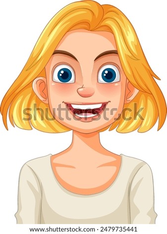 Image, Stock Photo Woman with big eye looking through a magnifying glass