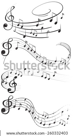 Four set of music notes
