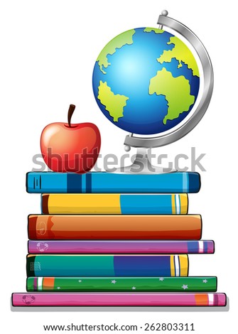 Stack of books with globe on top