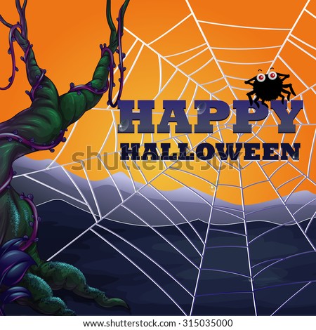 Halloween theme with spider web illustration