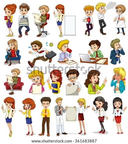Business people doing different activities illustration