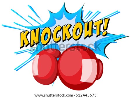 Expression knockout and boxing gloves illustration