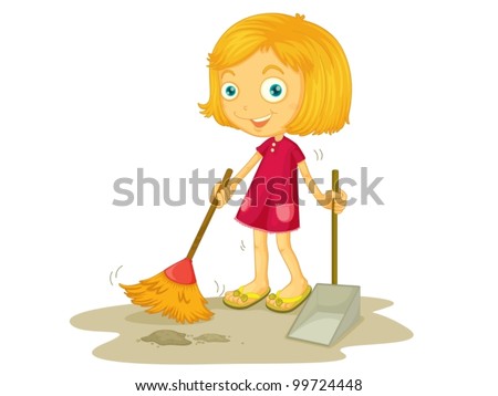 Illustration of a child sweeping