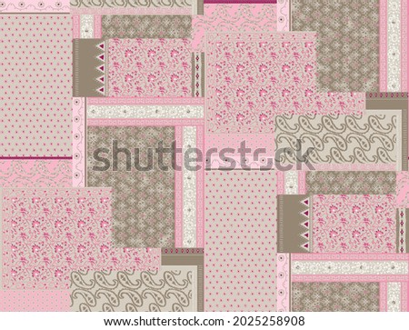 Seamless patchwork design vector fabric design. Vector graphic tile for interior and clothing fabric or ceramic tiles