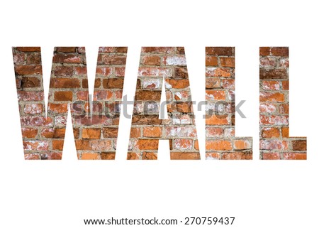 Word WALL over wall of red bricks. Background.