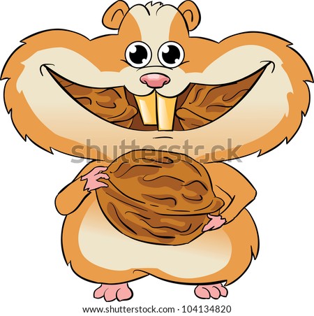 Hamster Eating Walnuts Stock Vector Illustration 104134820 : Shutterstock