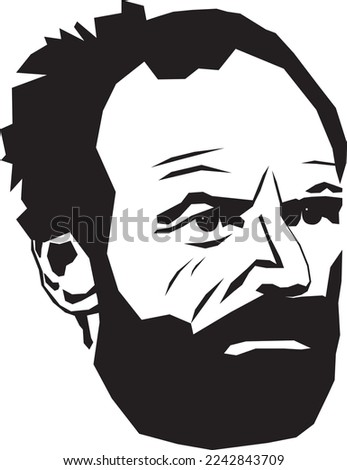 General William Tecumseh Sherman, Stylized Black and White Vector Illustration