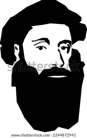 Vasco da Gama, Portuguese explorer, 1460 or 1469 to 1524, Stylized Black and White Vector Illustration