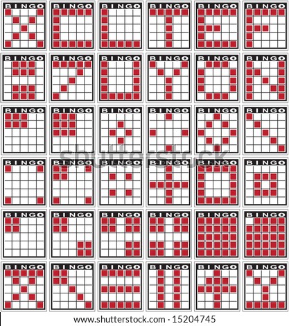 Bingo patterns played at bingo halls and casinos