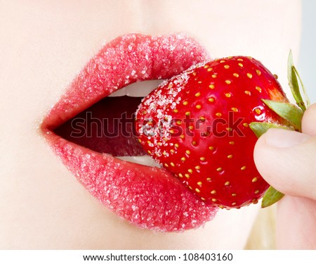 sugar, lips and strawberry