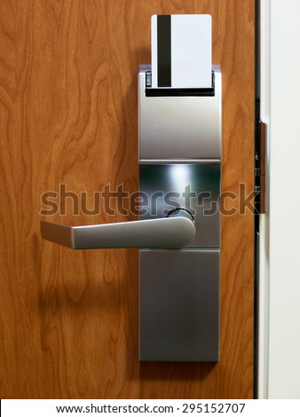 Hotel room electronic door lock with keycard