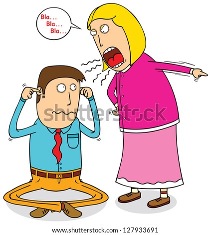 Angry Wife Stock Vector Illustration 127933691 : Shutterstock