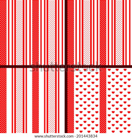 red striped heart patterns