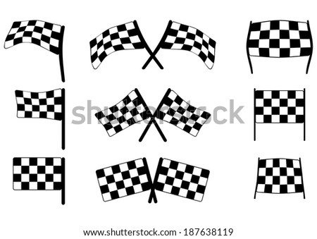 Set Of Black And White Racing Flag On White Background. Vector ...