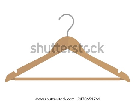 Empty wooden clothes hanger. Vector without gradients and other effects.