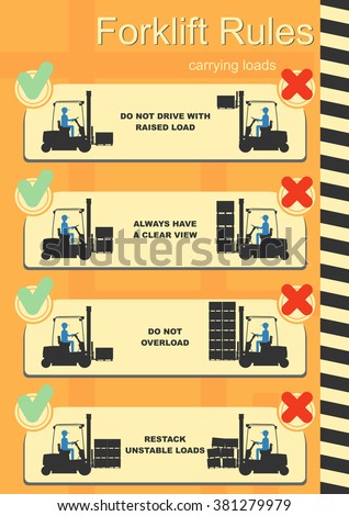 Forklift Safety Rules. Easy To Edit Vector Infographics. - 381279979 ...