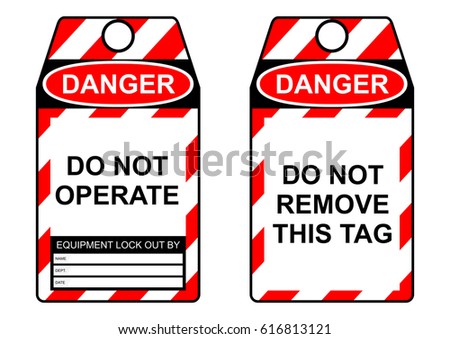 Lockout tagout health and safety tag Flat vector.