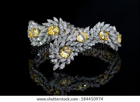 Jewelry diamond bracelet on a black background