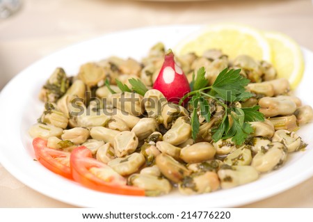 Lebanese food of Cooked Broad Beans