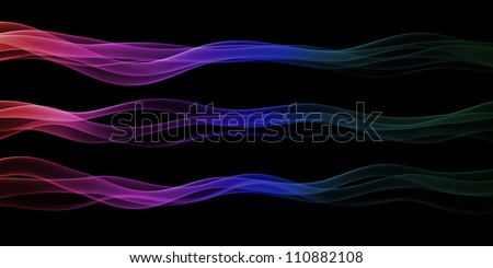 Abstract colored waves on black background. High resolution. Smooth waves like a smoke.